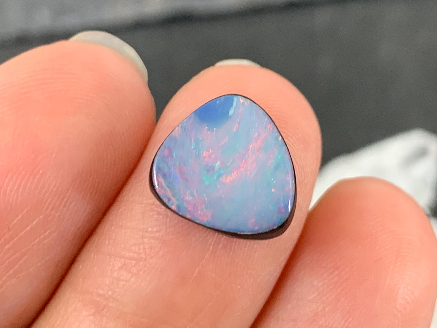 Australian Opal Doublet Cabochon 10x11x3mm - Natural Free Form Gemstone