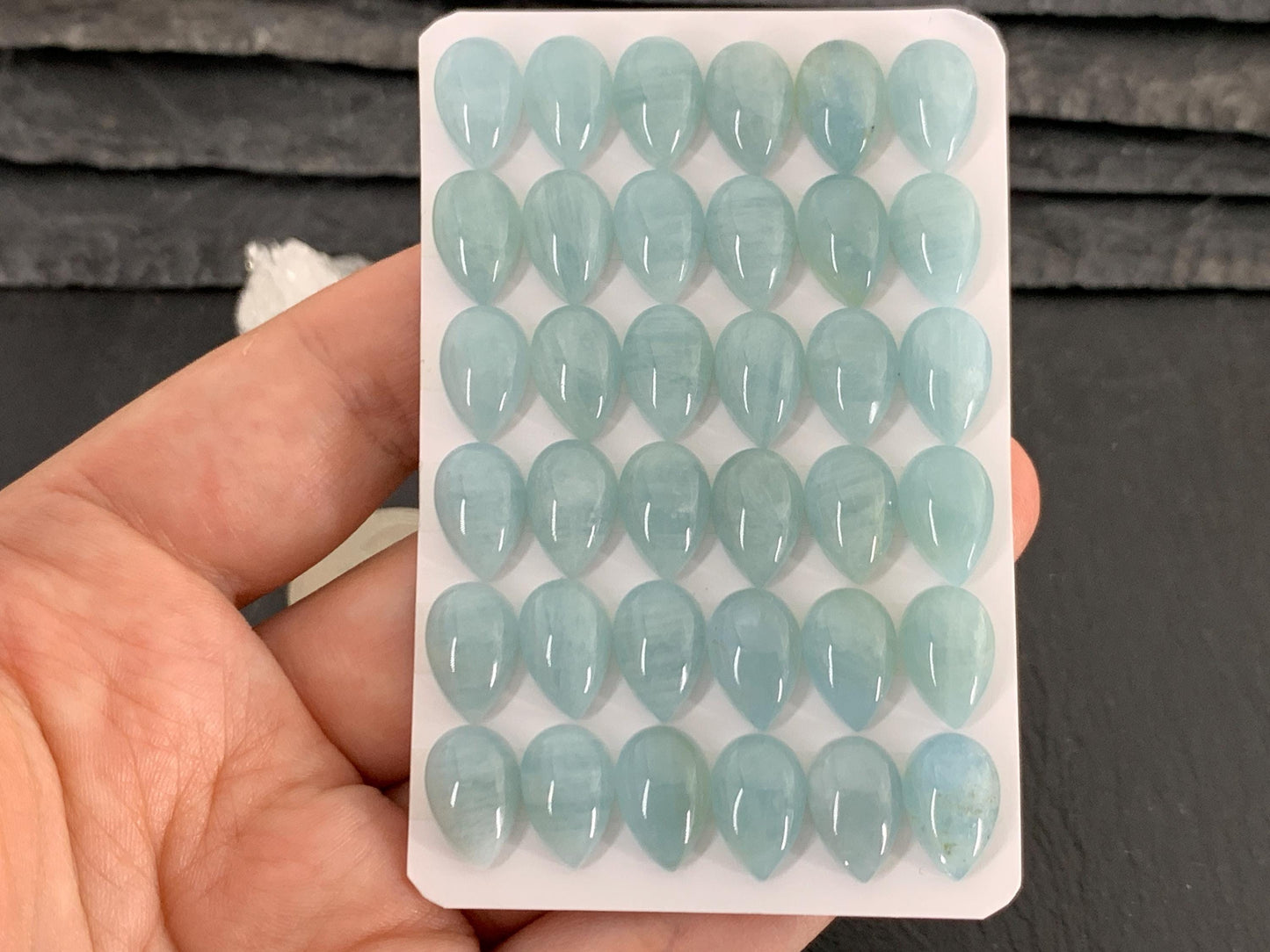Aquamarine pear 8x12mm cabochon- Calibrated Aquamarine