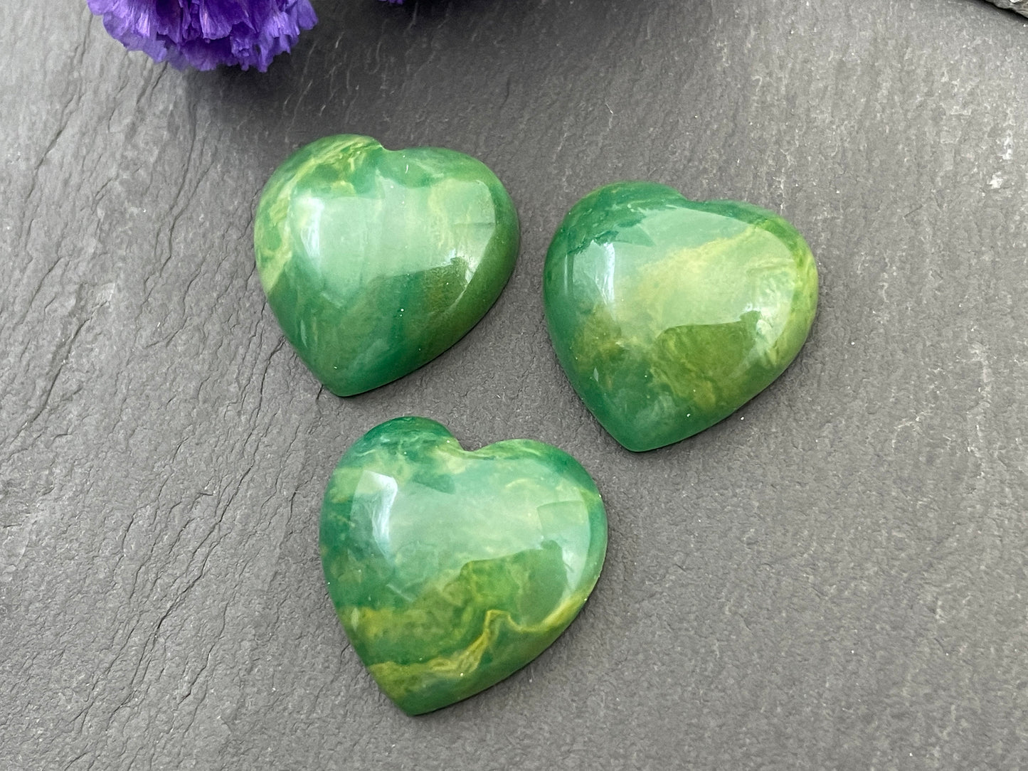 African Jade heart 20mm Cabochon - Calibrated Cabochons