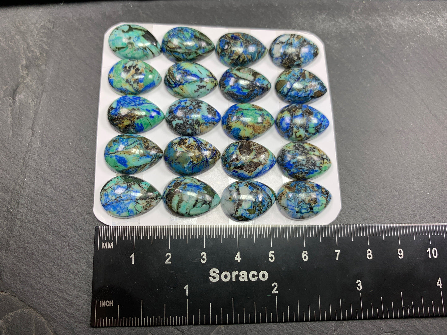 Azurite pear 13x18mm cabochon - Calibrated cabochons