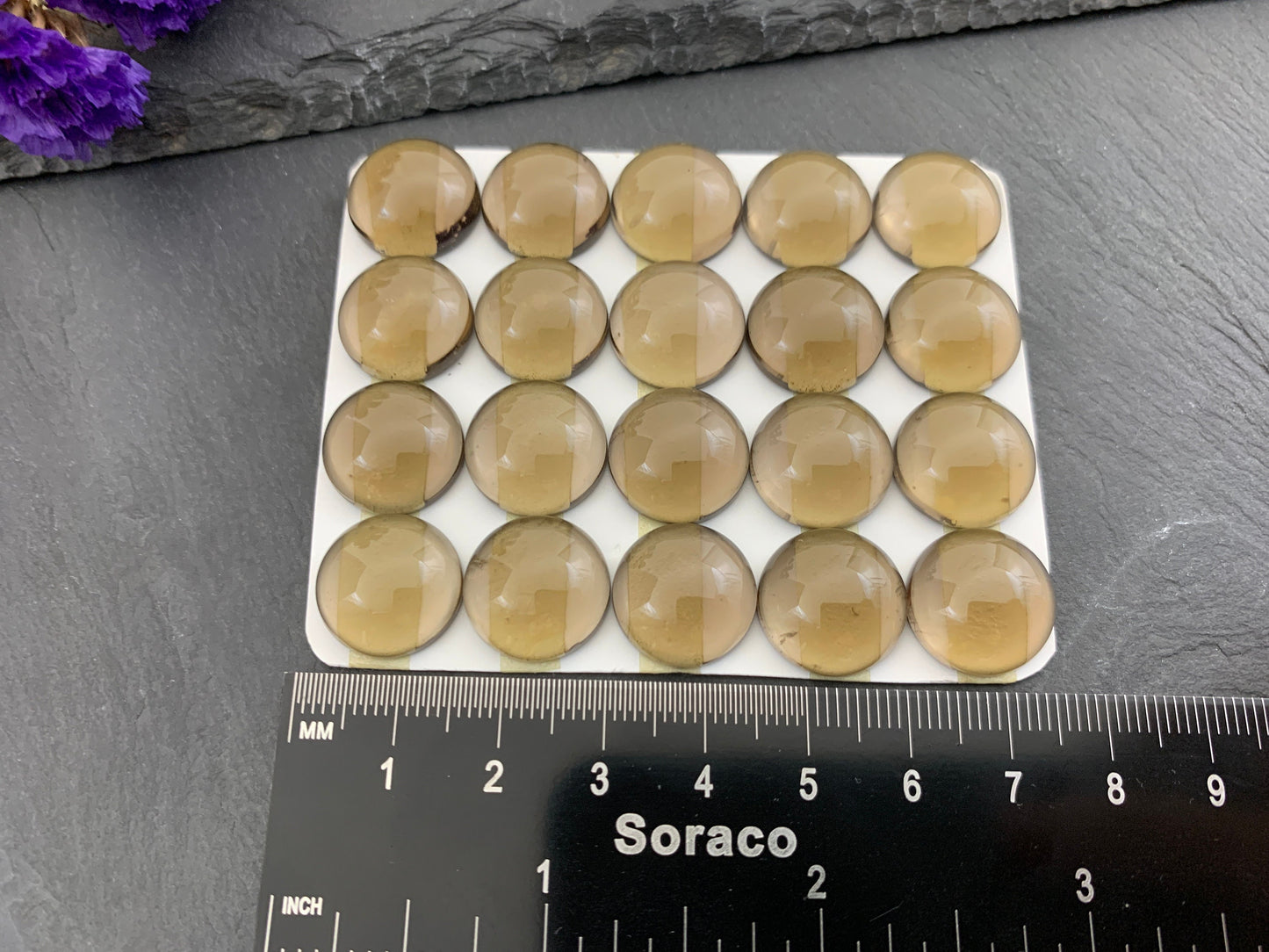 Smokey Quartz round 15mm cabochon - Calibrated cabochons