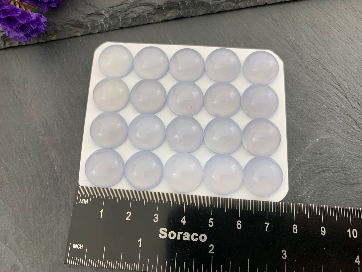 Blue Chalcedony round 15mm cabochon - Calibrated cabochons