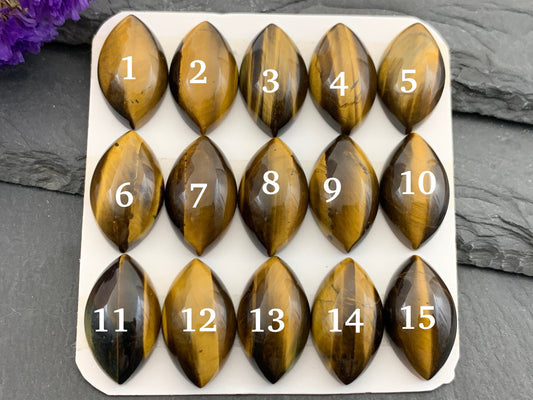 Tiger Eye marquise 12x20mm cabochon - Calibrated cabochons