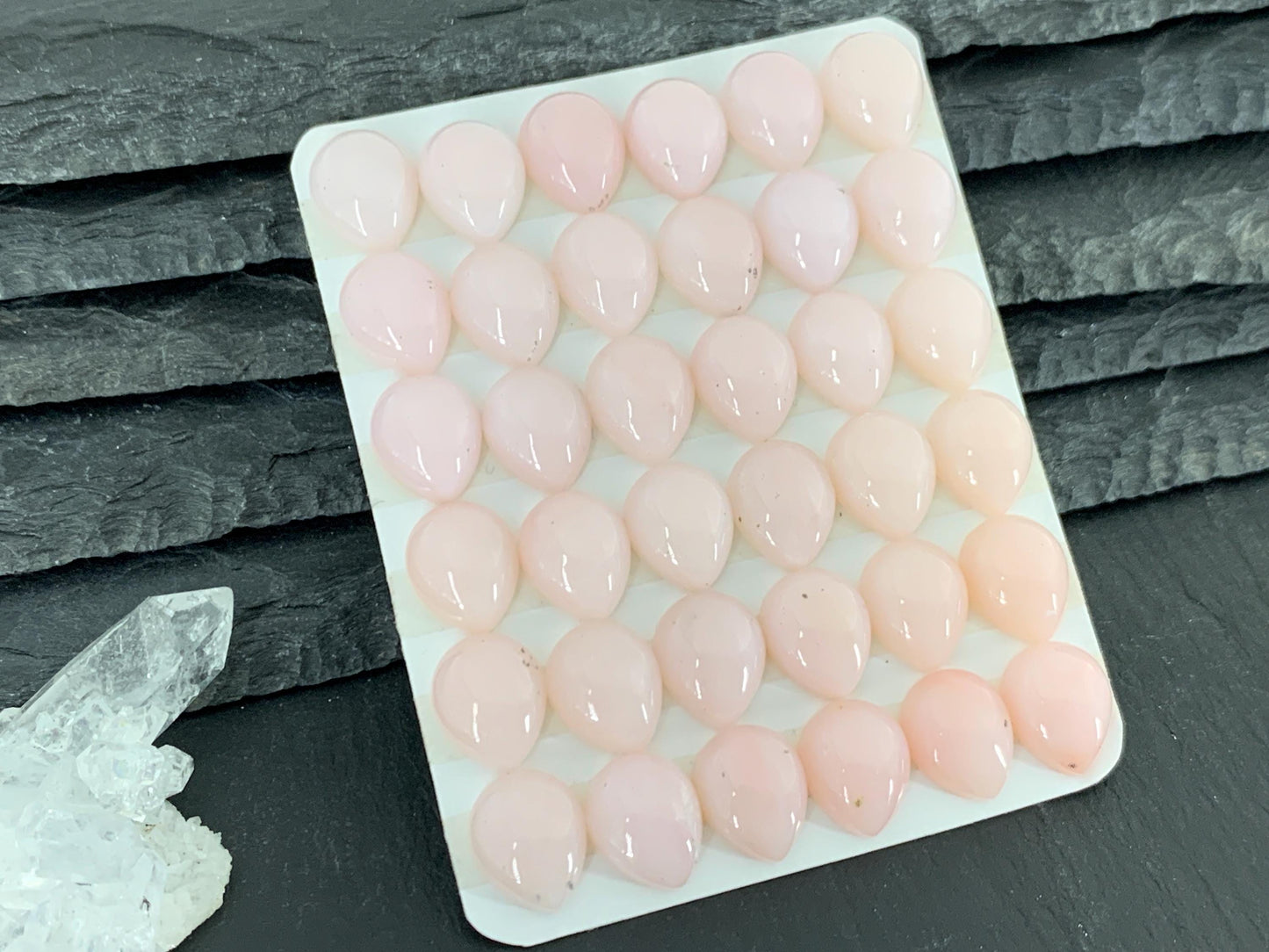 Pink Opal pear 10x12mm cabochon - Calibrated cabochons/ Light pink