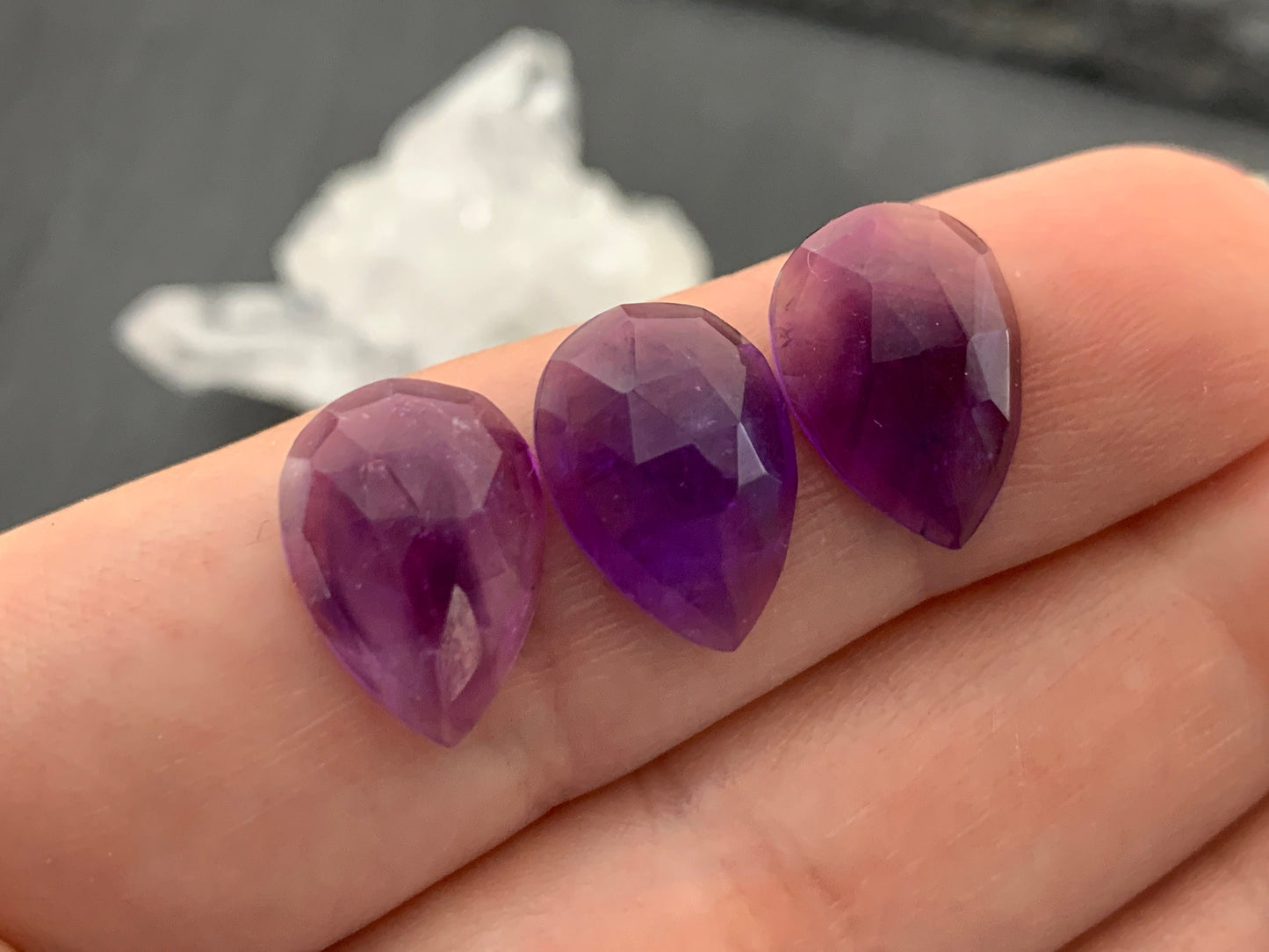 Faceted Amethyst pear 10x14mm cabochon