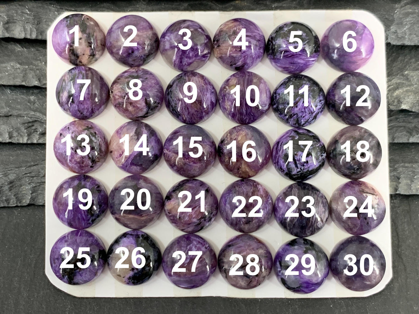 Charoite round 12mm cabochon - Calibrated cabochons
