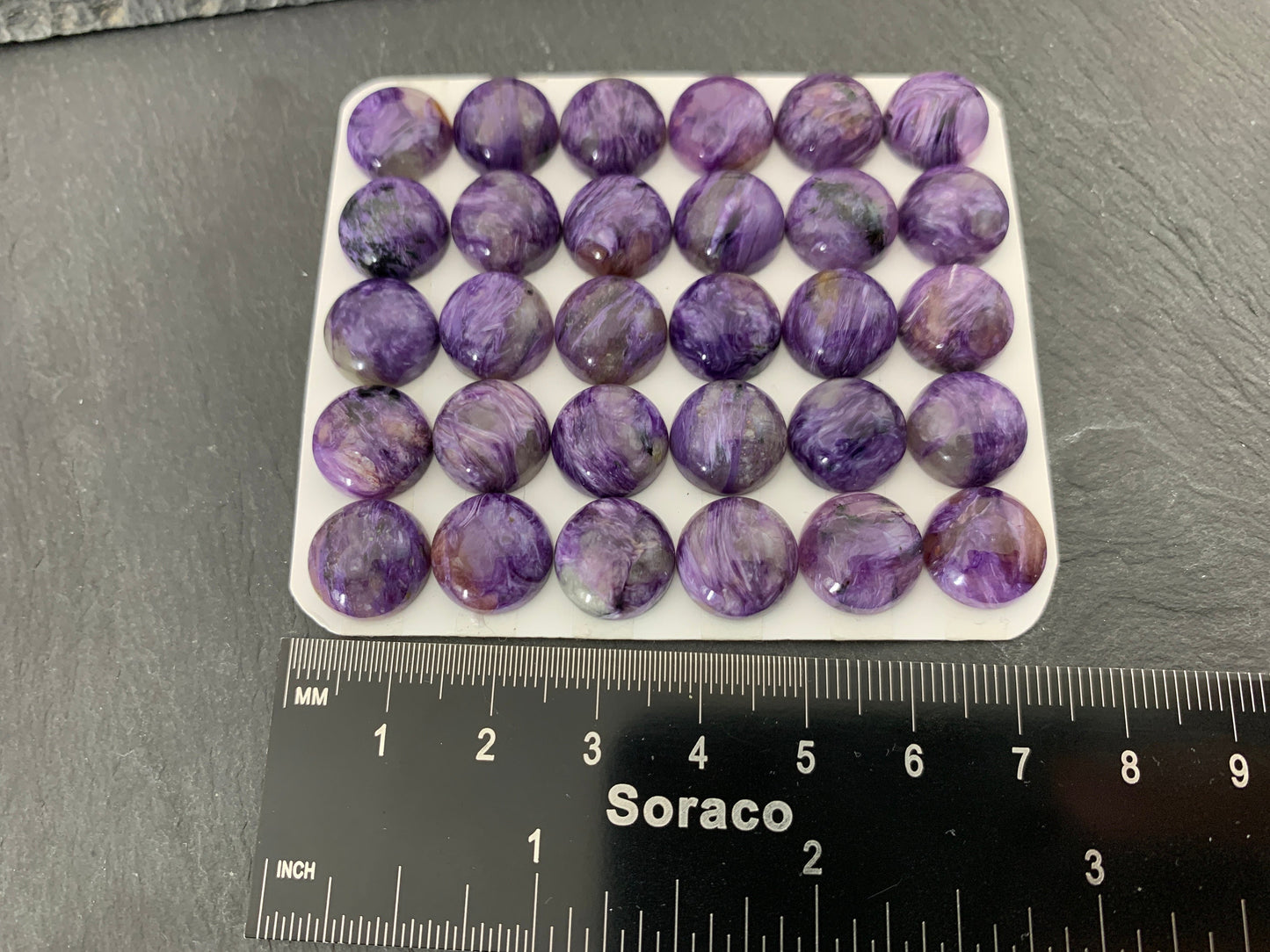 Charoite round 12mm cabochon - Calibrated cabochons