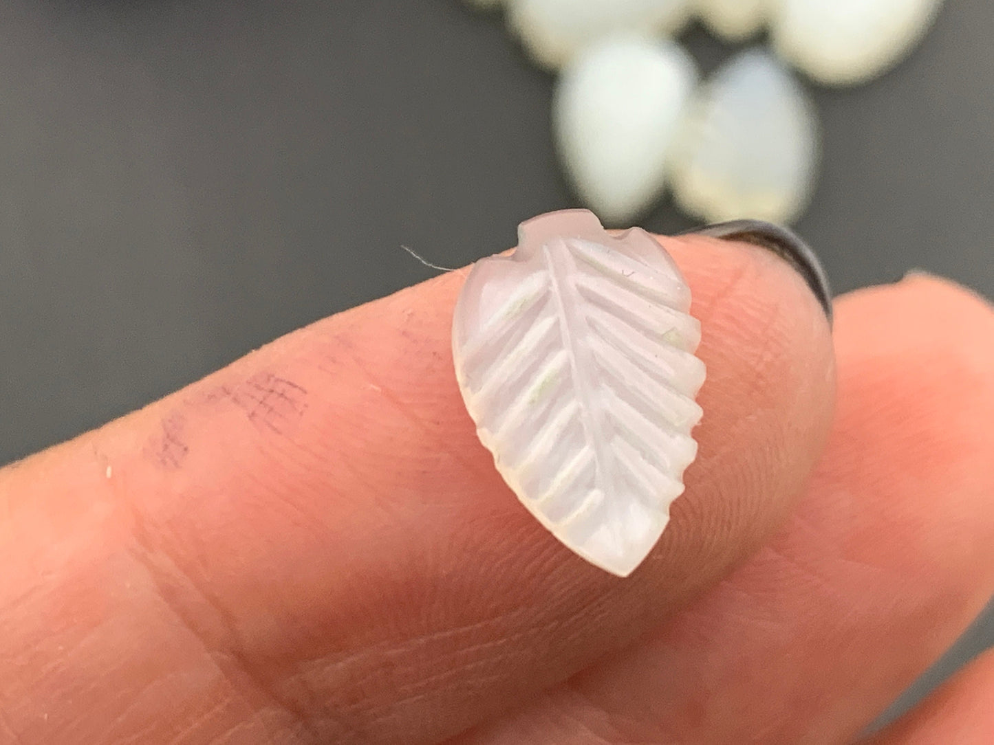 White Moonstone leaf 8x12mm cabochon