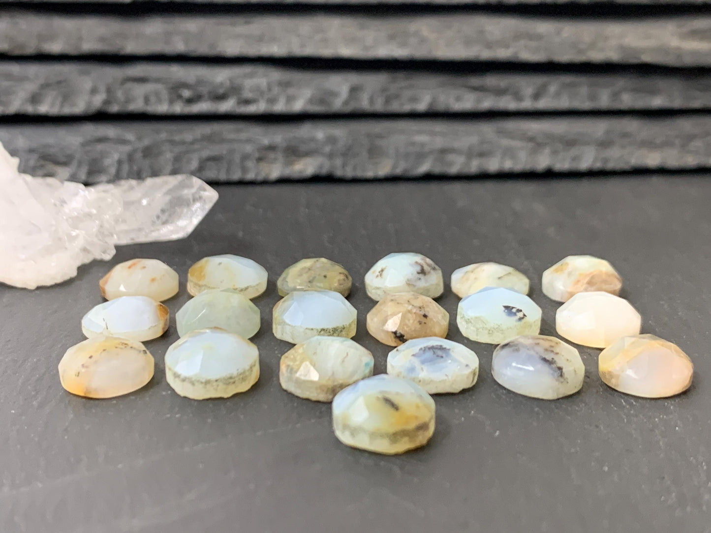 Faceted Peruvian Opal round 10mm cabochon