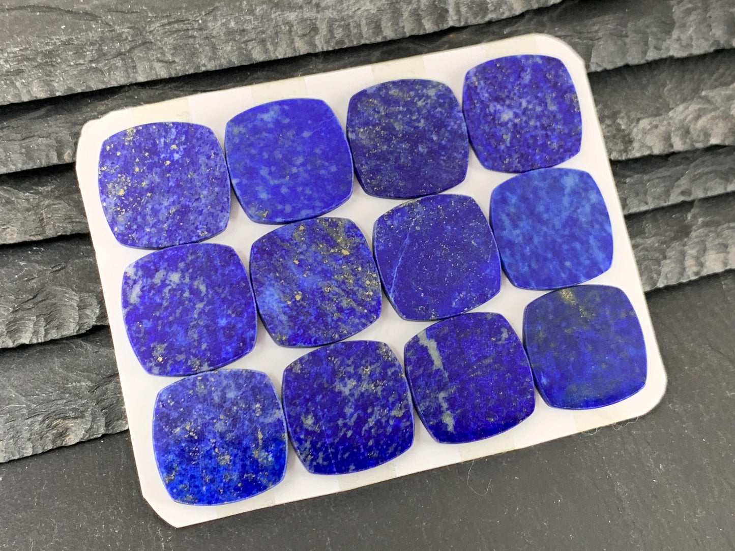 Flat Lapis Lazuli Cabochon - Natural Square Cushion 18x18mm Flat Calibrated Gem