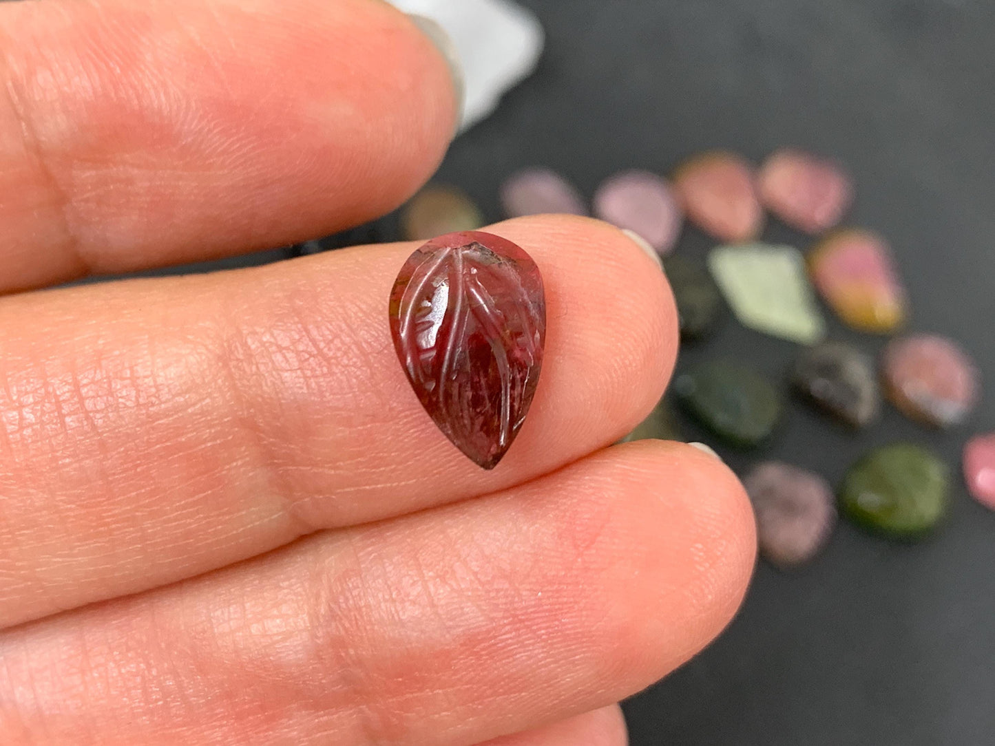 Carved Tourmaline 9-12mm cabochon