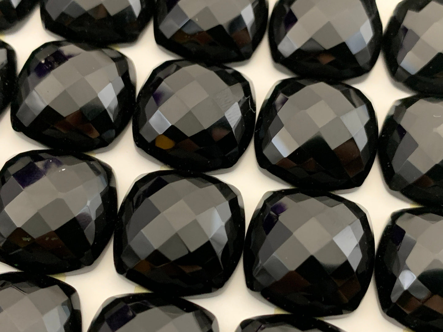 Faceted Black Agate square 16mm cabochon - Calibrated cabochons