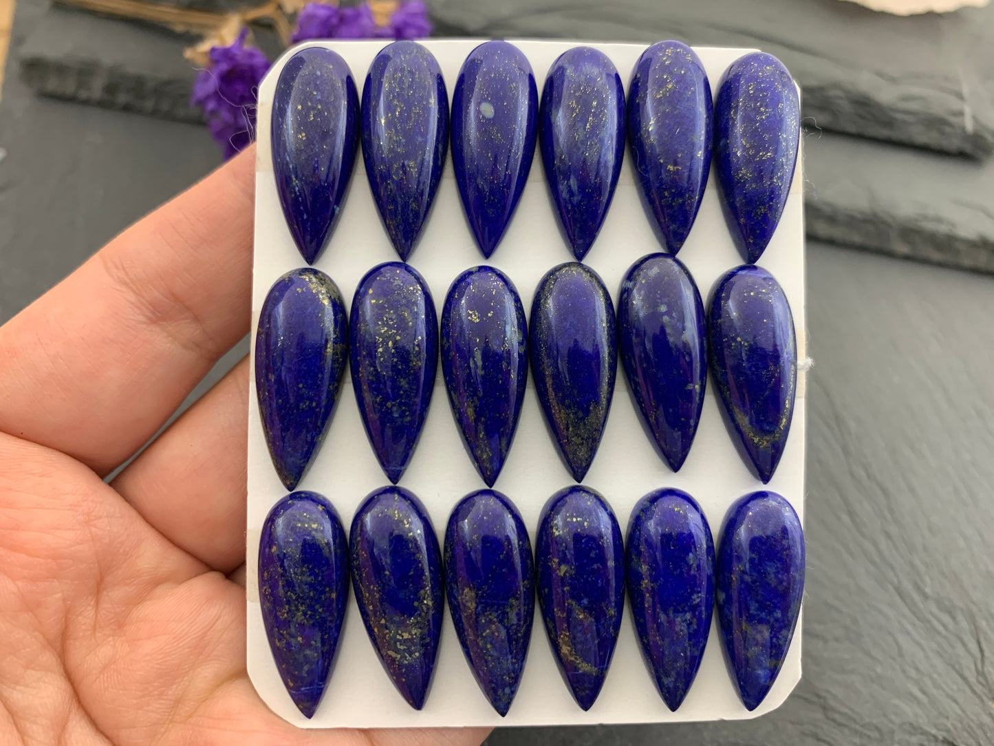 Lapis Lazuli pear 10x25mm cabochon - Calibrated cabochons