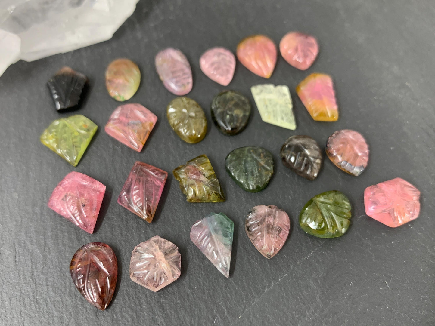Carved Tourmaline 9-12mm cabochon