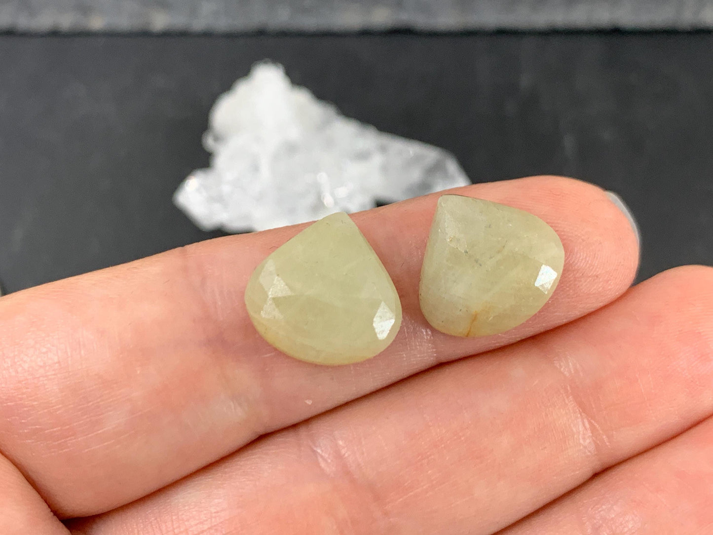 Faceted Yellow Sapphire pair 13x14x4mm cabochon