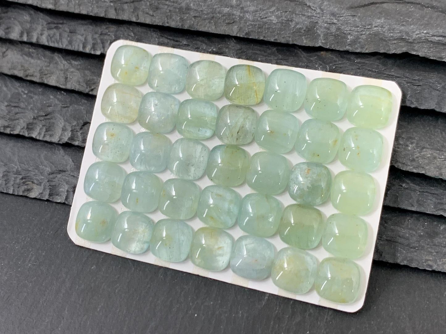 Aquamarine Square Cushion 10mm Cabochon – Natural Calibrated Gemstone