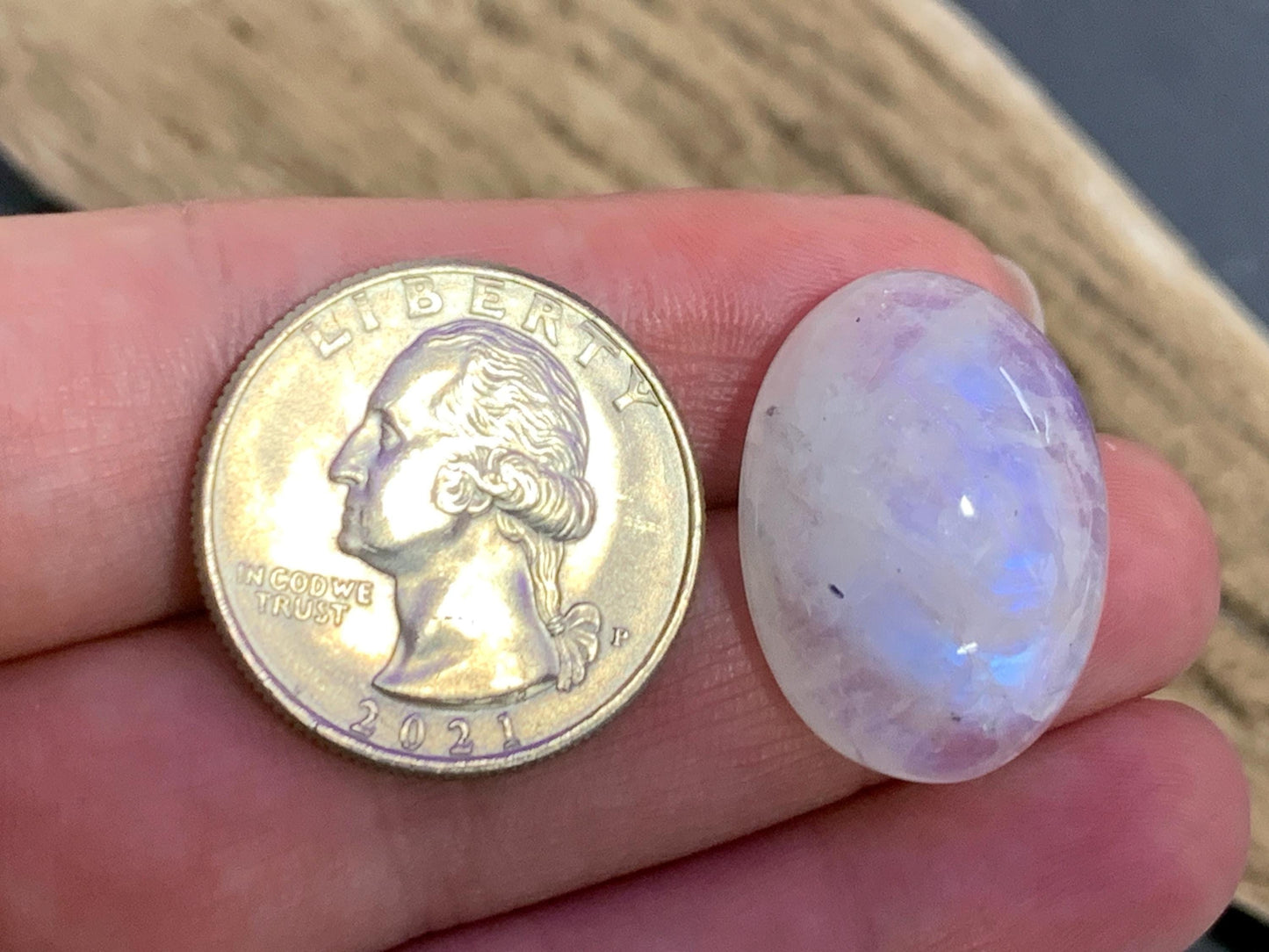 Rainbow Moonstone oval 24x18x9mm cabochon