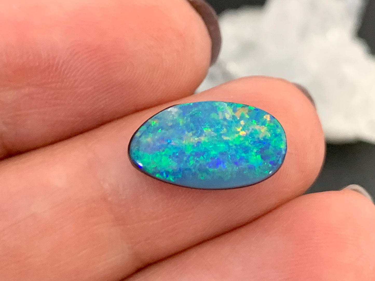 Australian Opal doublet 8x14x4mm cabochon