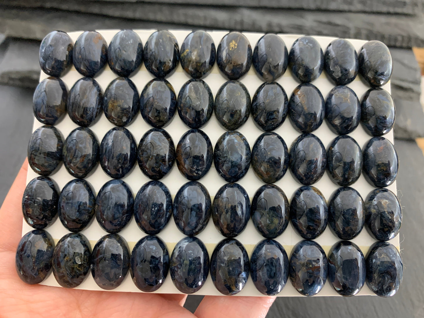 Blue Pietersite oval 10x14mm cabochon - Calibrated cabochons