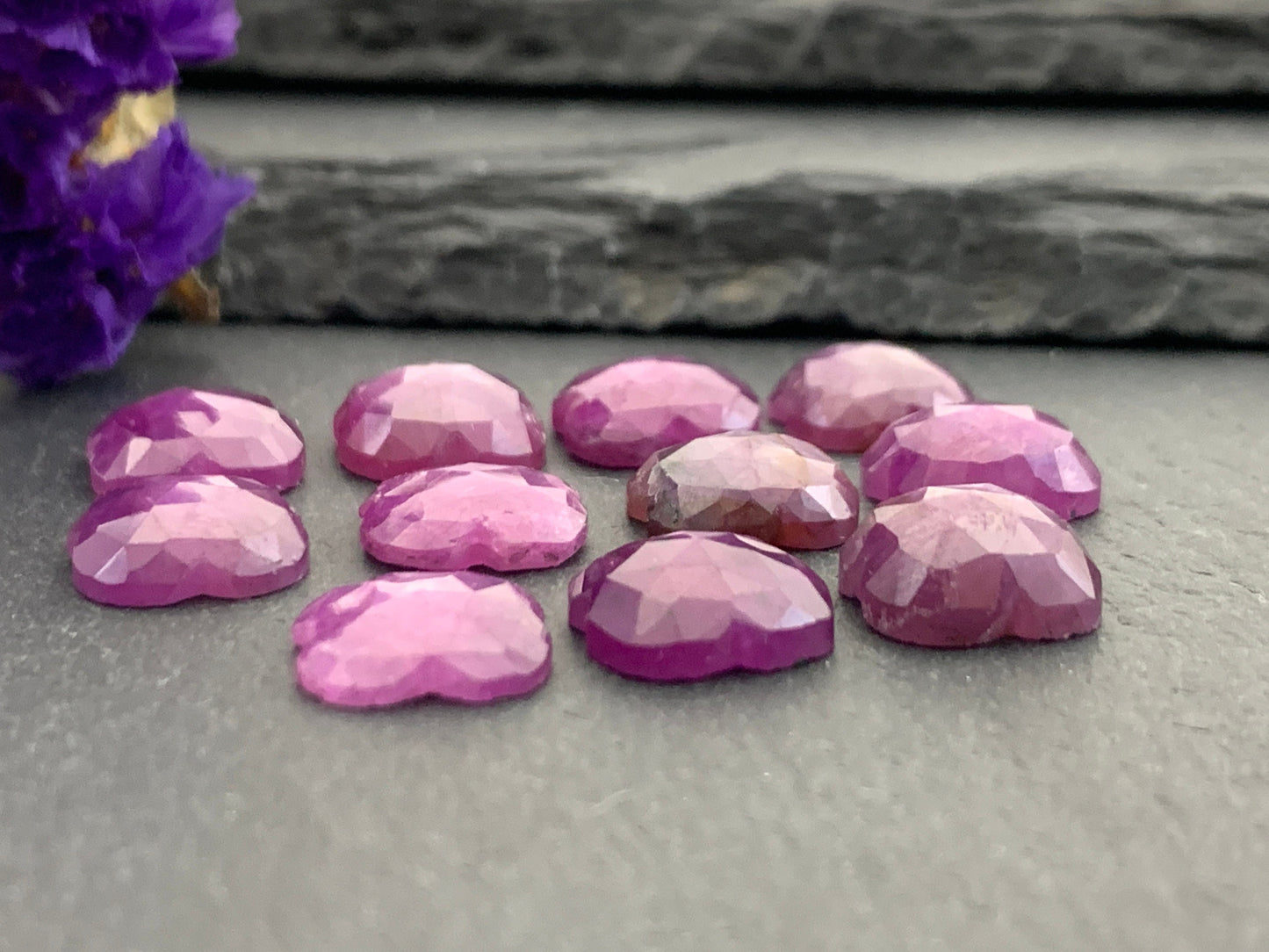 Faceted Silky Star Sapphire flower 11mm cabochon