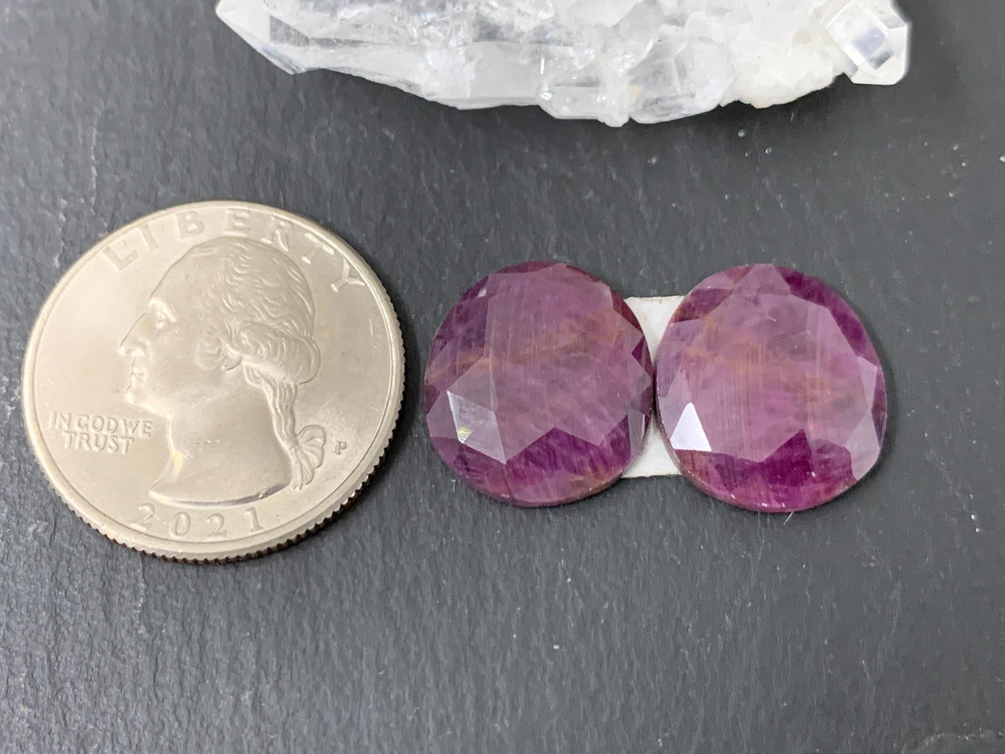 Faceted Ruby pair 14x16x3.5mm cabochon