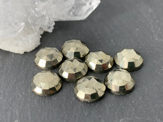 Faceted Pyrite round 8mm Cabochon