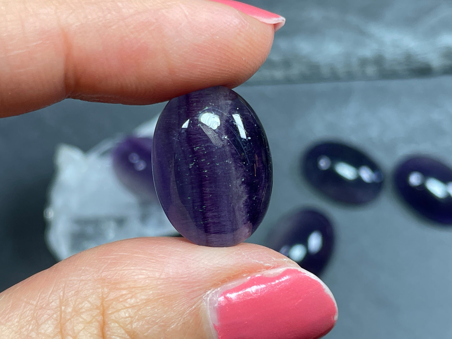 Purple Fluorite oval 13x18mm Cabochon - Calibrated Cabochons