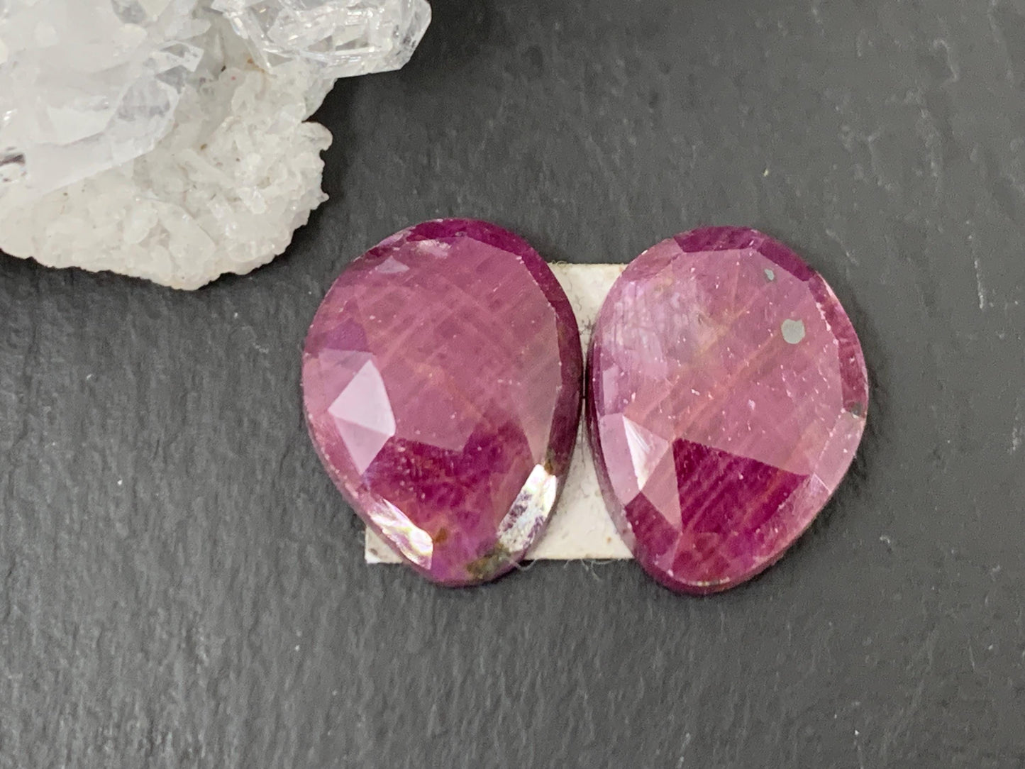 Faceted Ruby pair 11x14x4mm cabochon