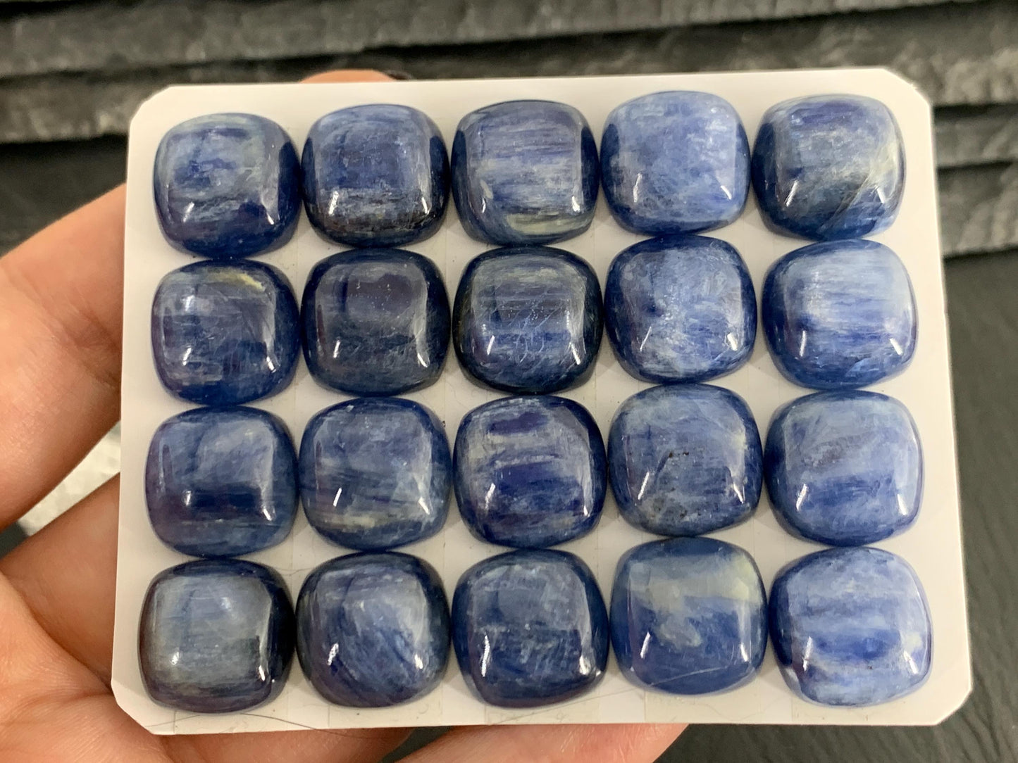 Kyanite square cushion 14mm cabochon - Calibrated cabochons