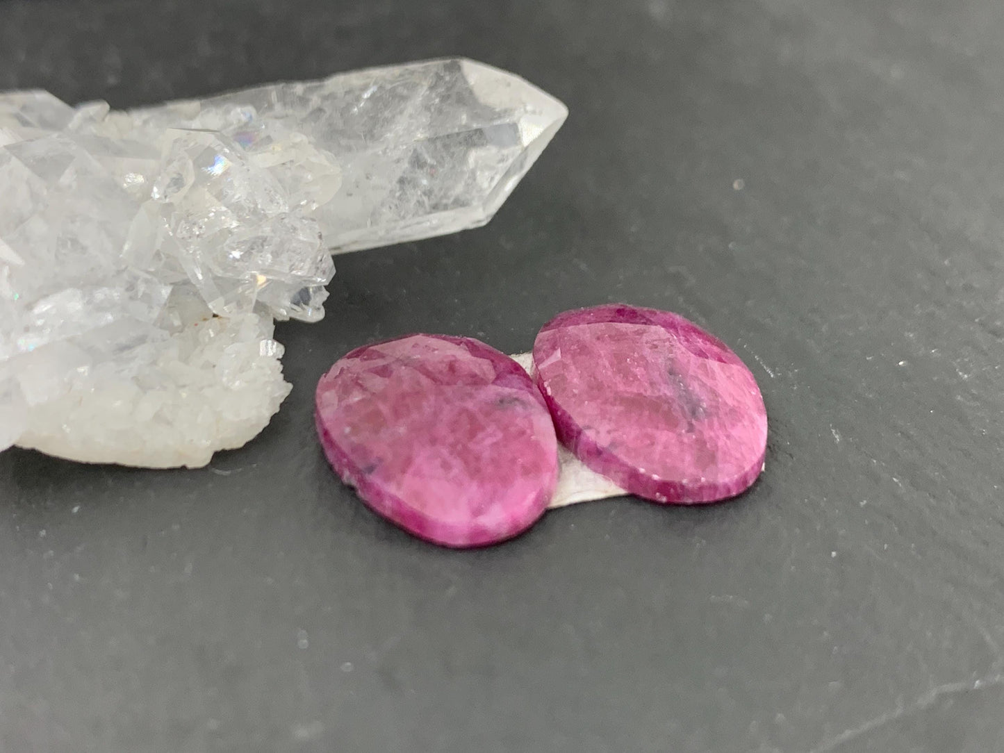 Faceted Ruby pair 11x15x3mm cabochon