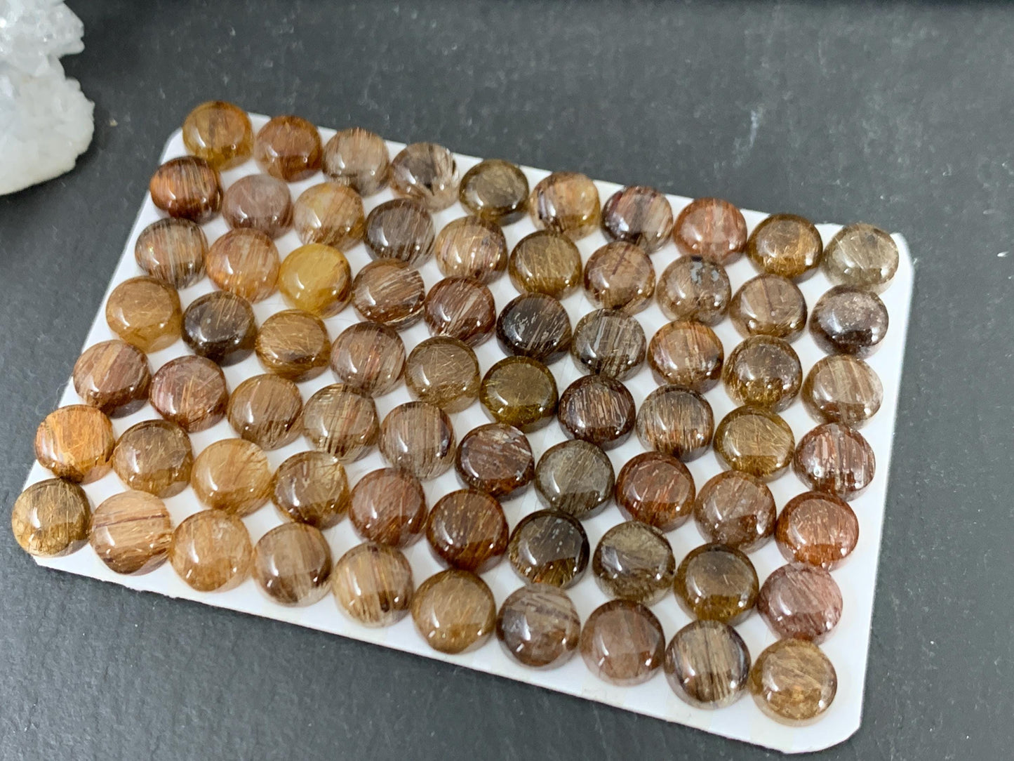 Copper Rutilated Quartz round 6mm cabochon - Calibrated cabochons