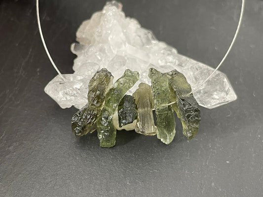 Raw Moldavite beads 14-19mm long - of of 6 beads
