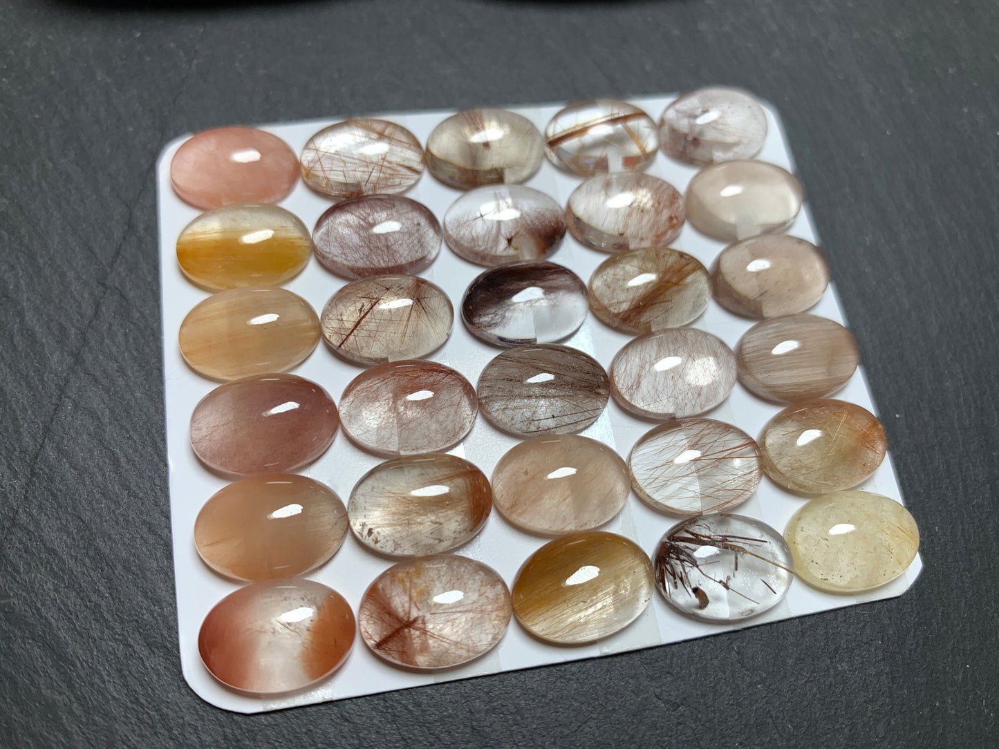 Rutilated Quartz oval 10x14mm cabochon - Calibrated cabochons