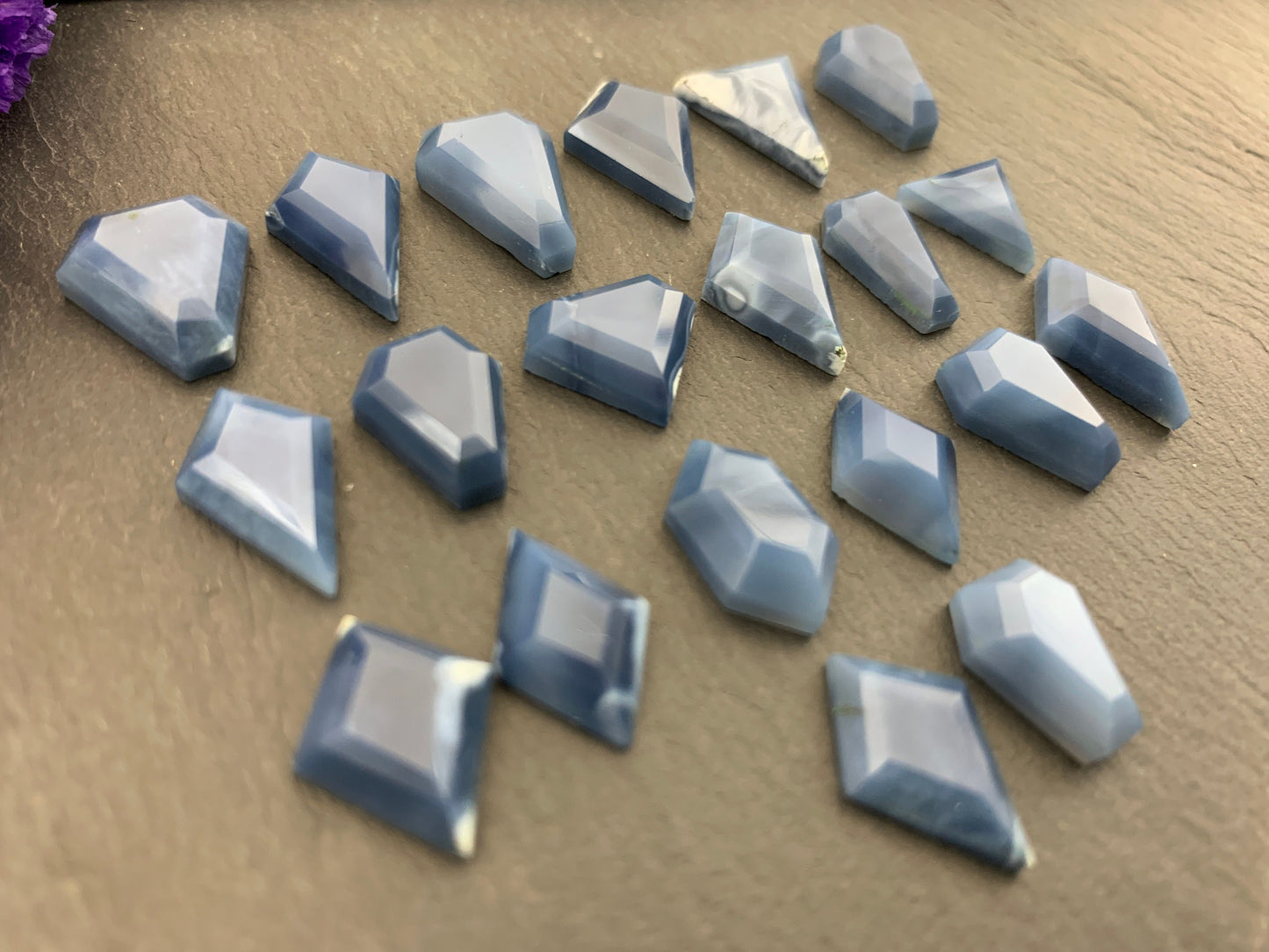 Step Cut Blue Opal cabochon