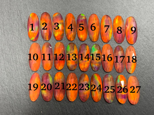 Faceted Aurora Opal oval 8x20mm cabochon - Doublet cabochon