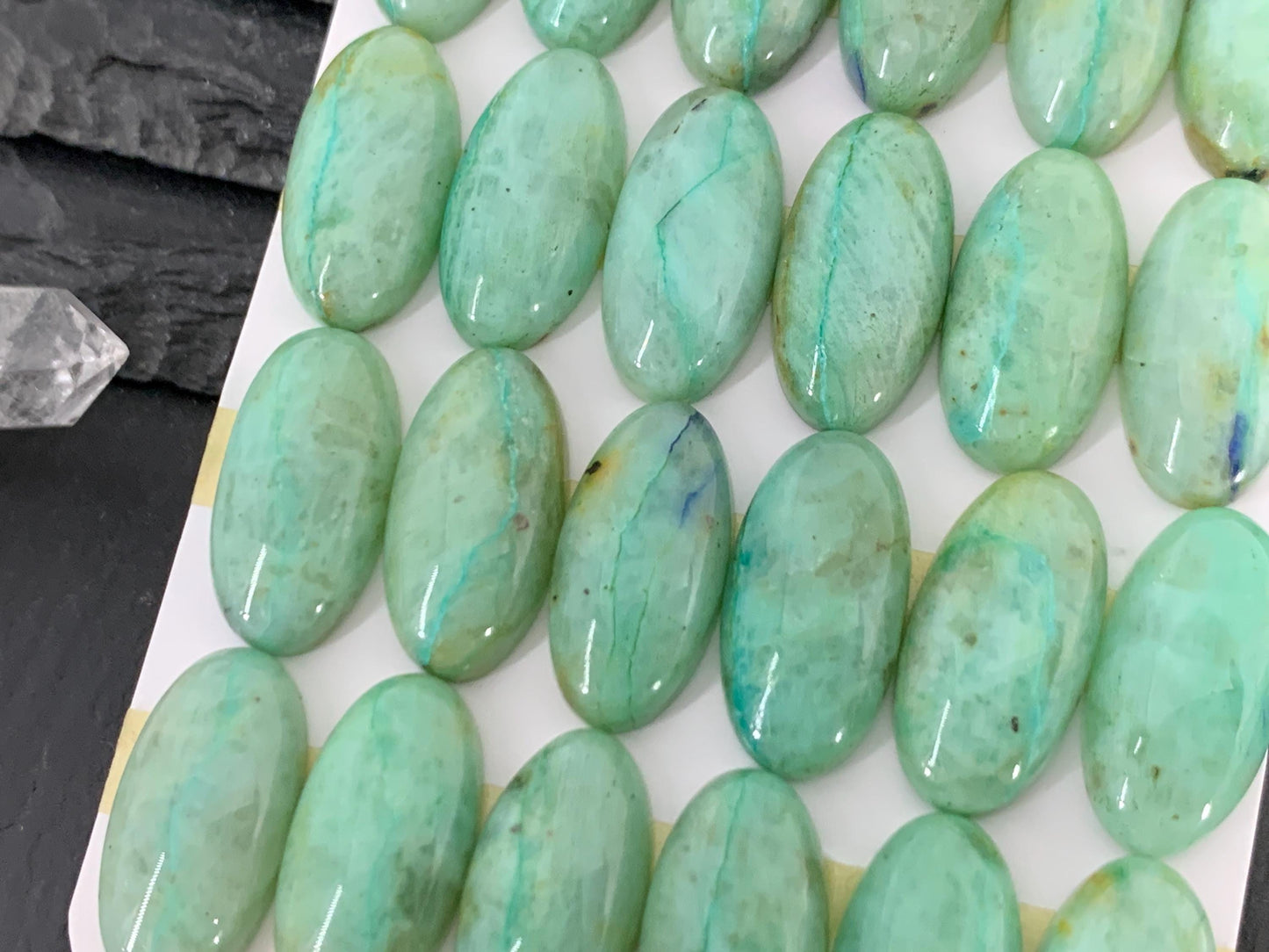 Chrysocolla Quartz oval 10x20mm cabochon - Calibrated cabochons