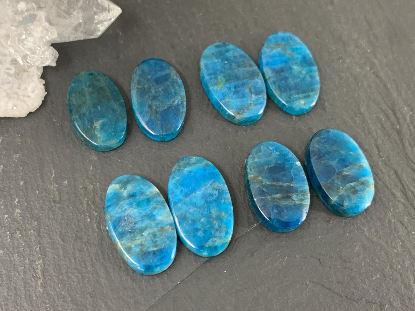 Apatite oval 18-19mm long cabochon - Buy by pair