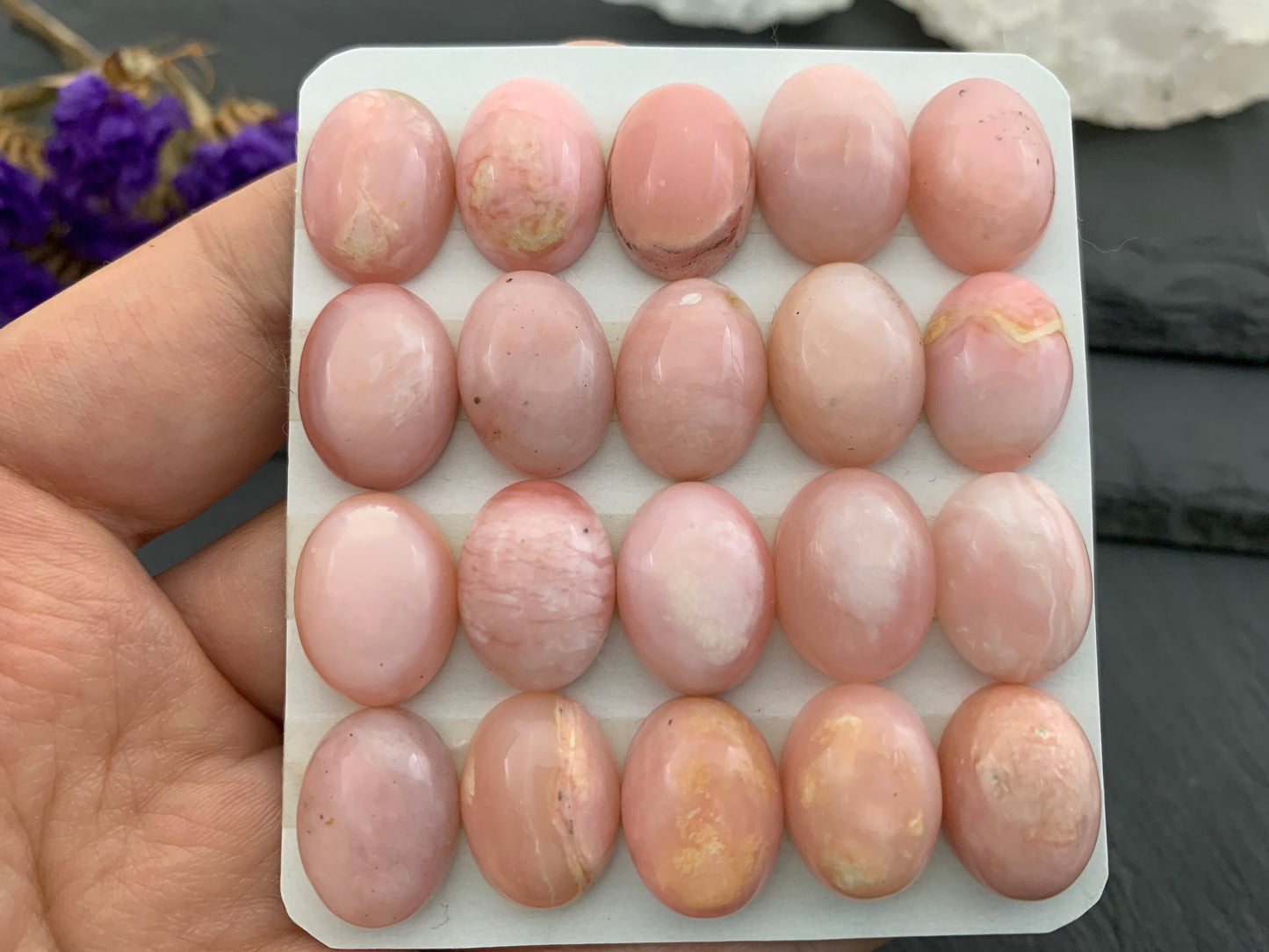 Pink Opal oval 12x16mm cabochon