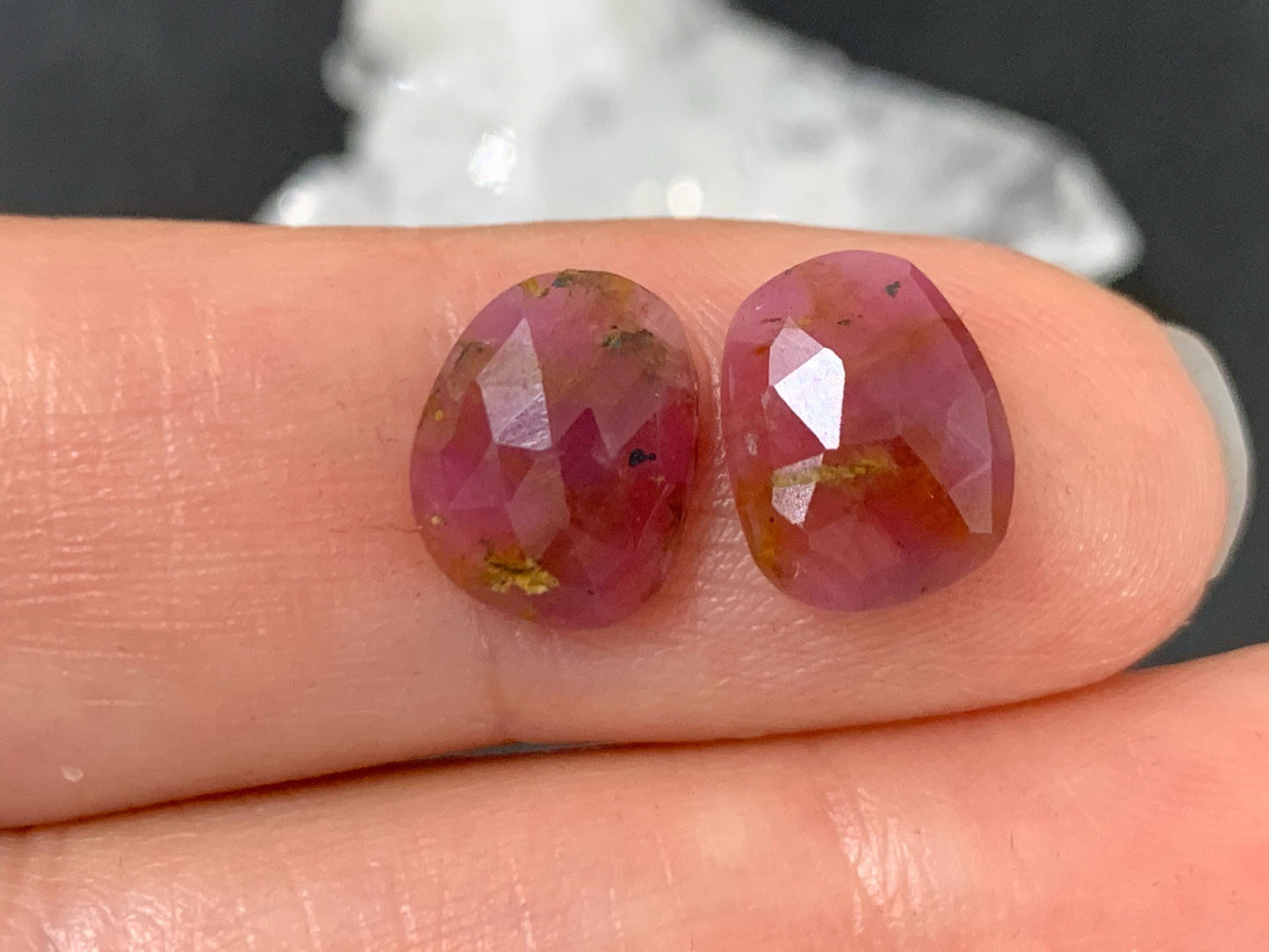 Faceted Ruby pair 8x10x3mm cabochon