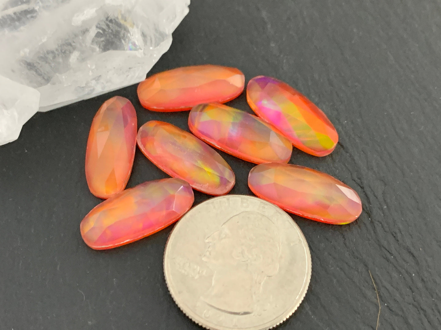 Faceted Aurora Opal oval 8x20mm cabochon - Doubte cabochon