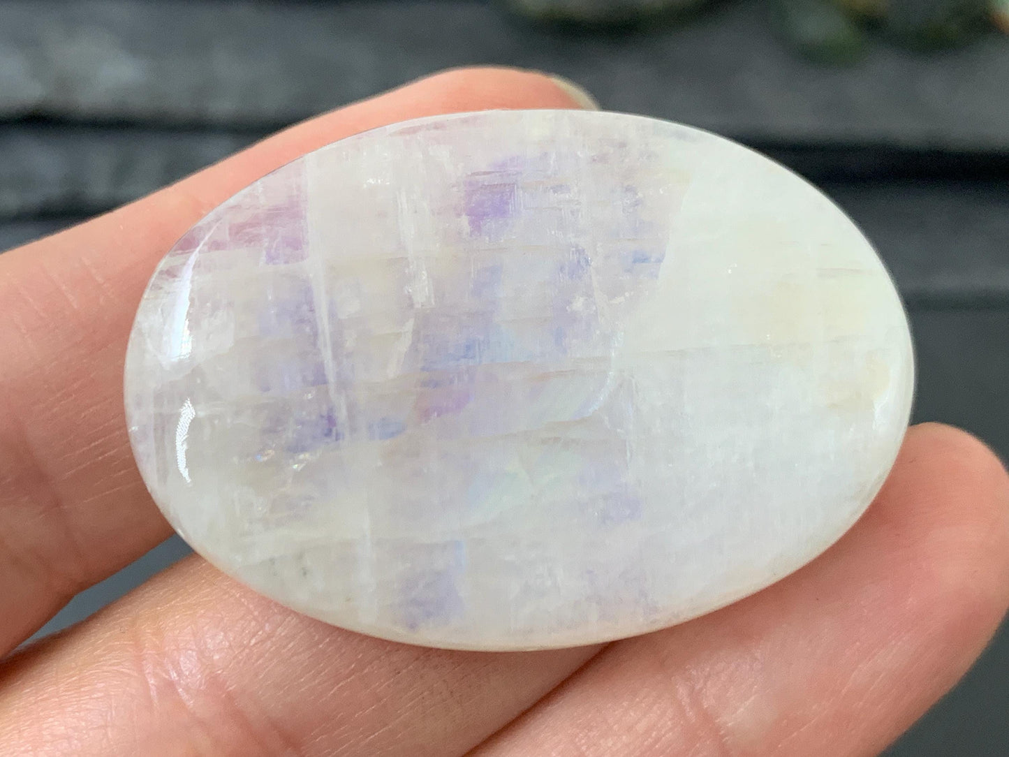Rainbow Moonstone oval 41x29x8mm cabochon