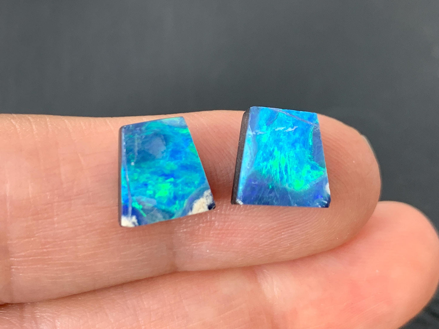 Australian Opal doublet 8x9x3.5mm pair of cabochons