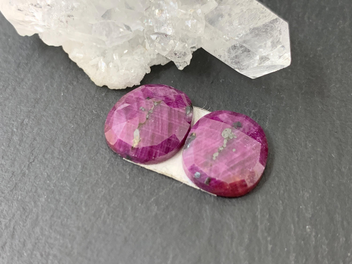 Faceted Ruby pair 11x12x3mm cabochon