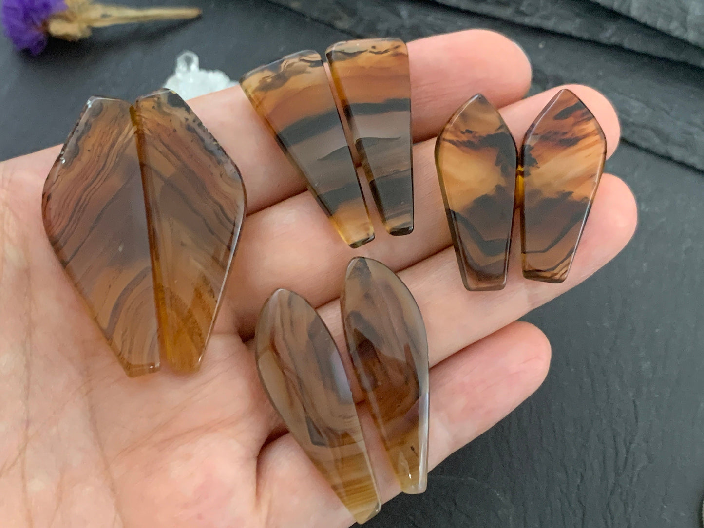 Montana Agate cabochon - Montana Agate pairs