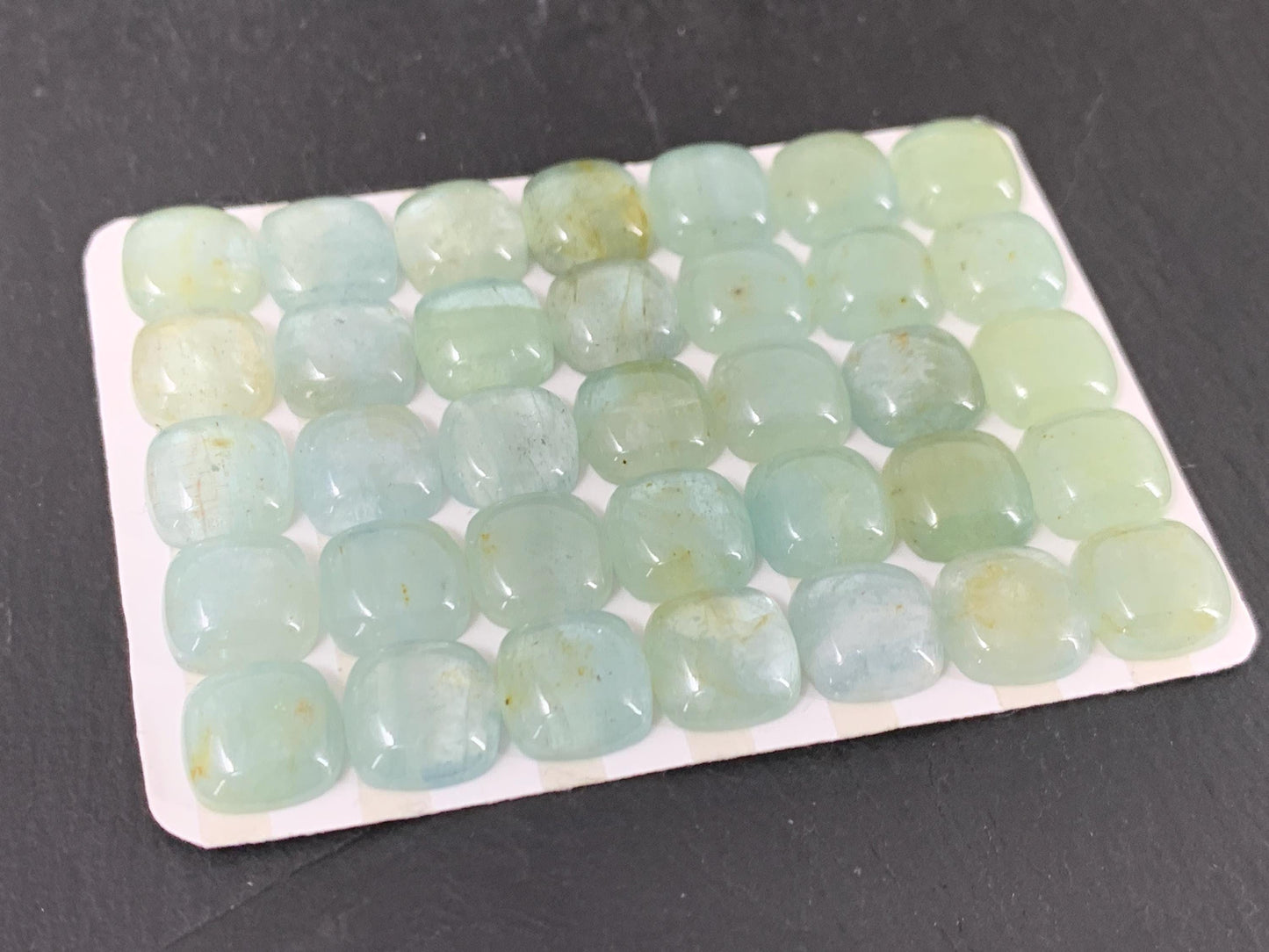 Aquamarine Square Cushion 10mm Cabochon – Natural Calibrated Gemstone