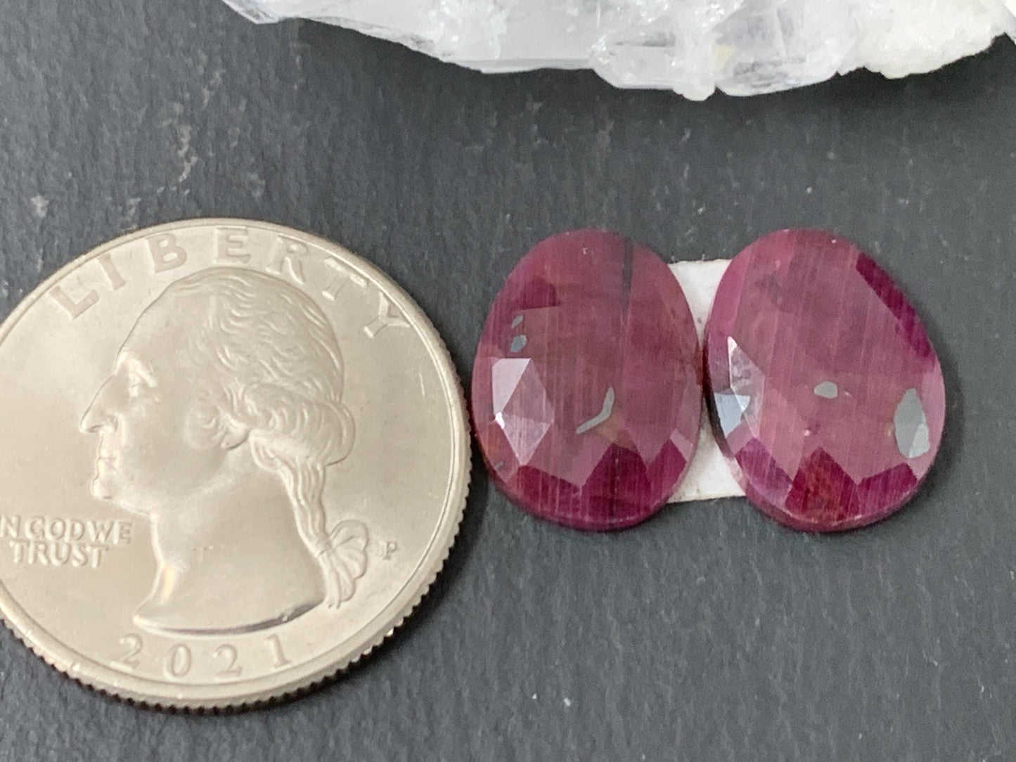 Faceted Ruby pair 11x15x3mm cabochon