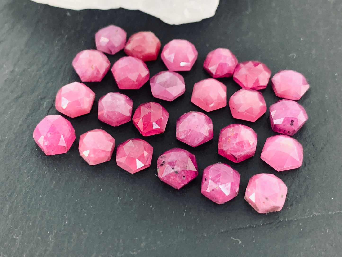 Faceted Pink Sapphire hexagon 6mm cabochon