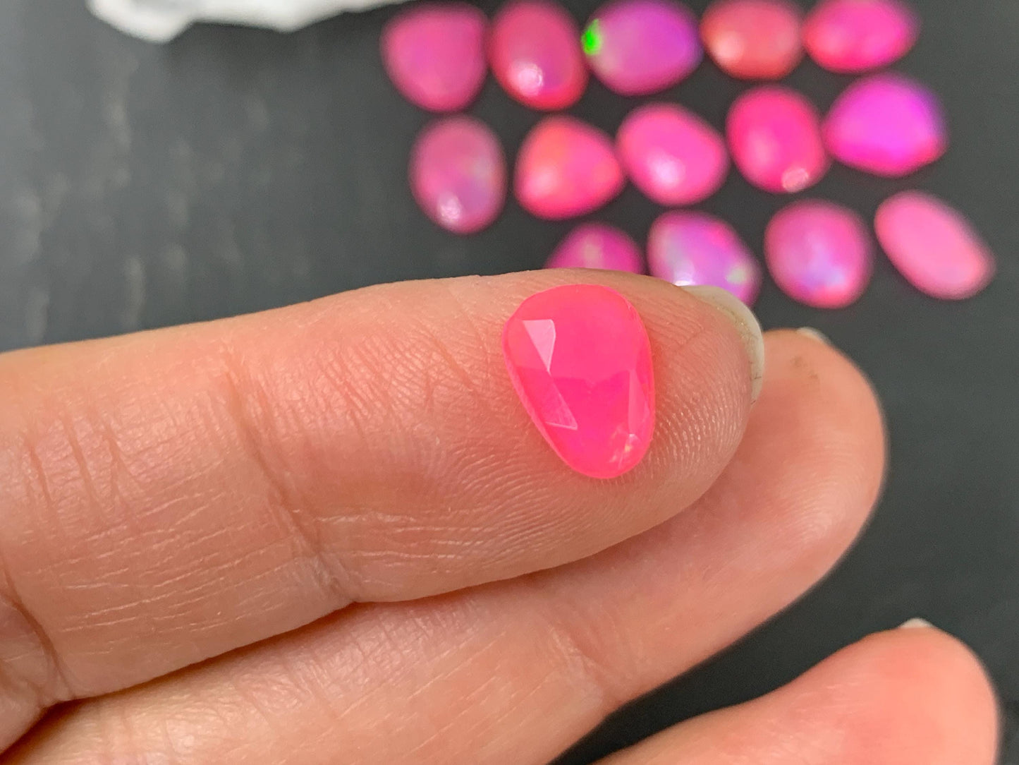Faceted Pink Ethiopian Opal 9-10mm cabochon