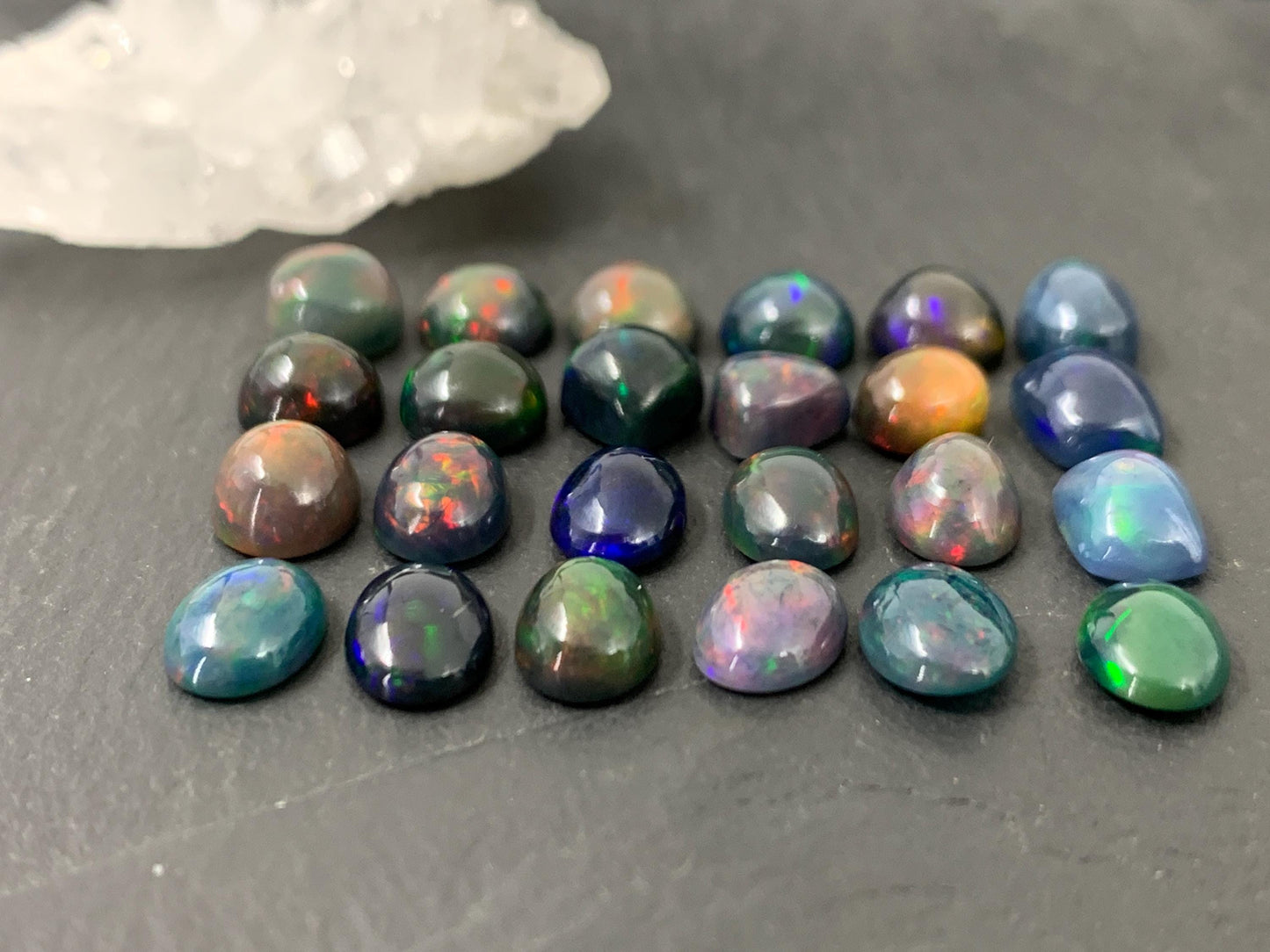 Black Ethiopian Opal 6x8mm cabochon - round, oval, pear, rectangle