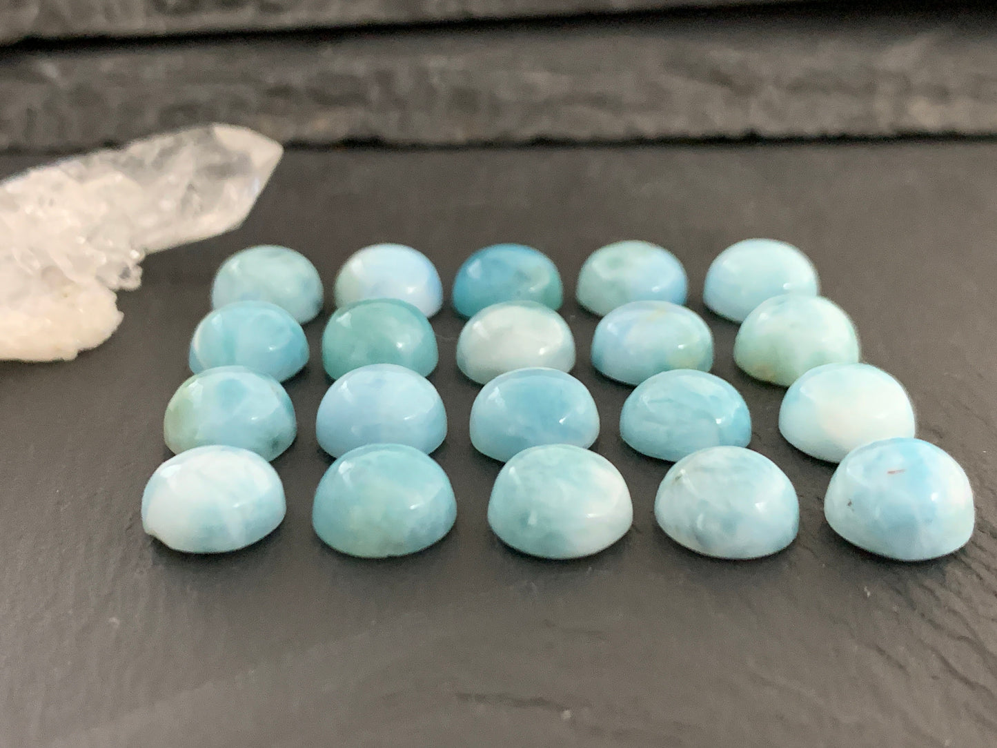 Larimar round 9mm cabochon